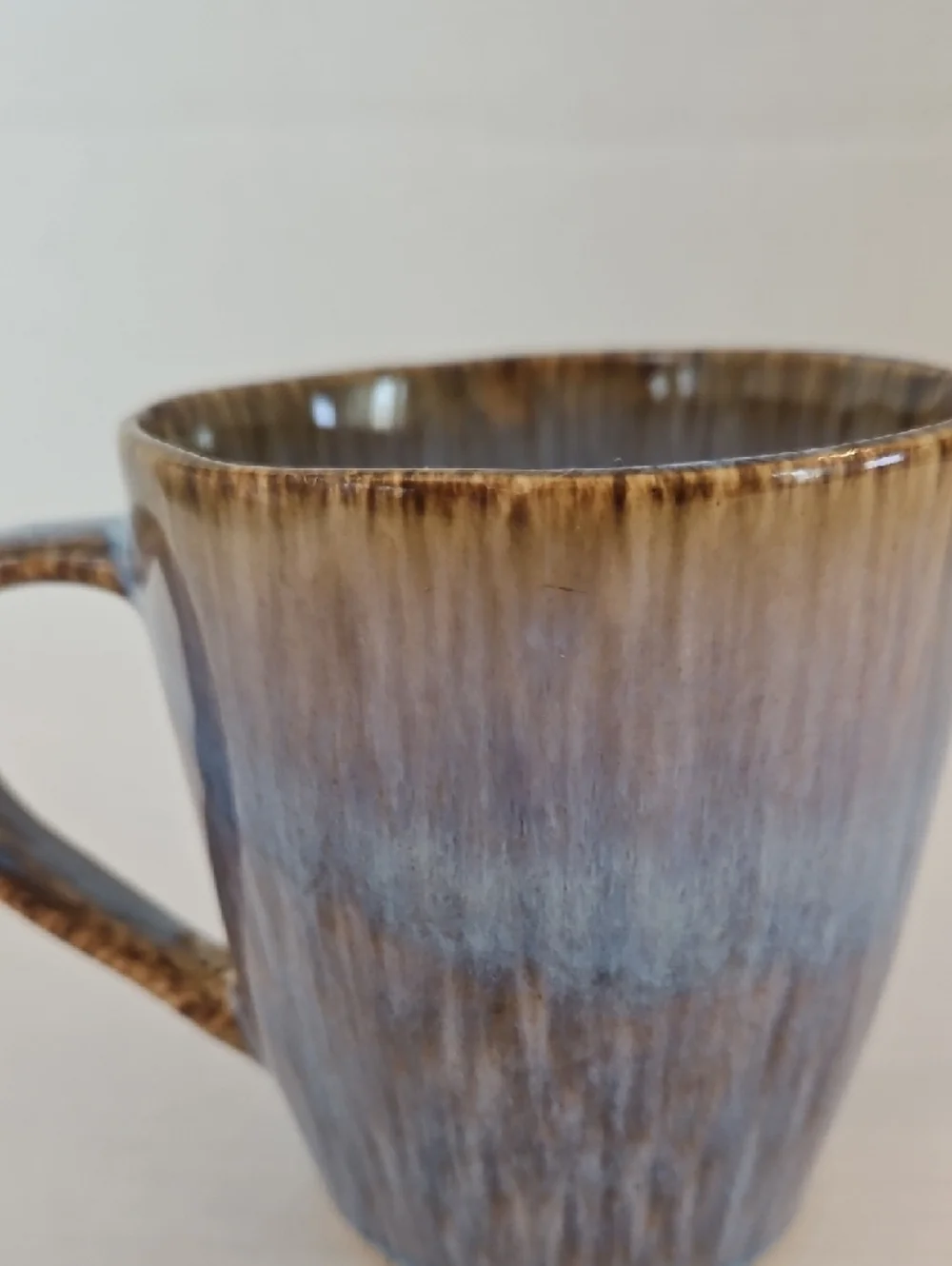 Crate&Barrel Julo Blue and Brown Reactive Glazed Ceramic Coffee Tea Mug